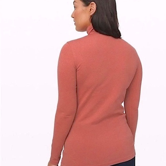 Lululemon Yin Vibes Ribbed Long Sleeve Turtleneck in Copper Clay, L (12) - Picture 8 of 14